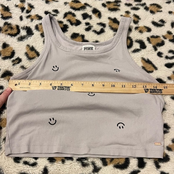 Pink Victoria secret dusty lavender embroidered smiley face cropped tank - Picture 6 of 6